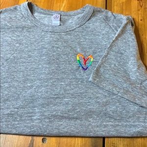 NWOT House of Shan Rainbow heart tshirt